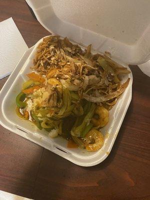 House special lo mein with curry shrimp