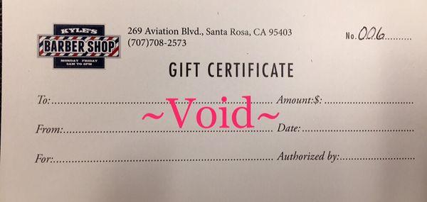 Last minute gift ideas? How about a Gift Certificate from Kyle's?...