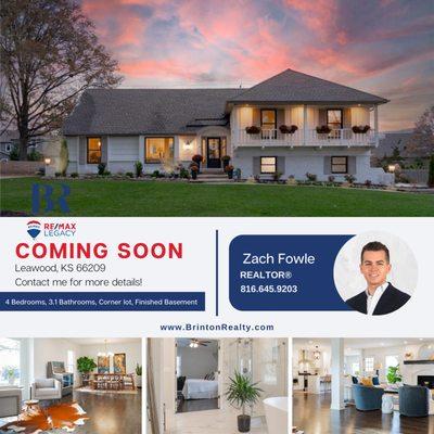 Spectacular opportunity coming to market in South Leawood soon! Contact me for more details!