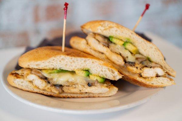 Chicken Avocado Sandwich with Blue Corn Tortilla Chips