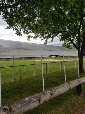 Covered area to put your lawn chairs while watching a game