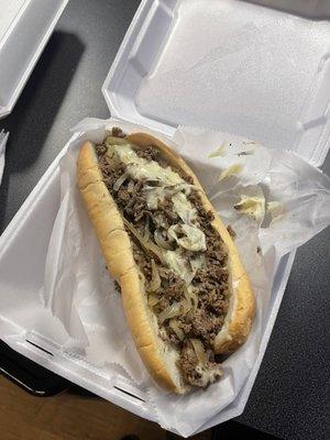 Cheesesteak, onions and provolone my preference!