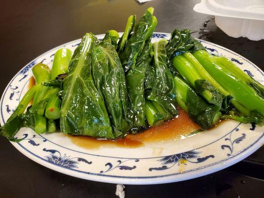 This is HALF of the Chinese broccoli dim sum dish. Simple, but delicious.