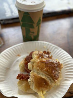 Bacon Egg Croissant and an Americano