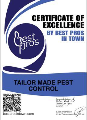 So honored to be recognized for excellence! We have the best crew that is dedicated in making all of Kentuckiana Pest Free!