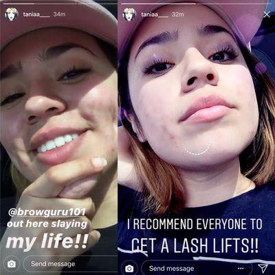 Client selfies of their lash lift