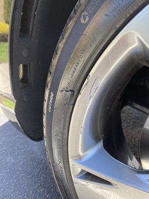 Damage to tire and rims