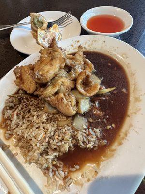 Mushroom Chicken Lunch Special $10.50: too much sauce, more chicken than mushroom (most 3 mushroom slices) for my preference