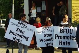 Community members protested the Berkeley fellowship of Unitarian Universalists for hosting a holocaust denier.