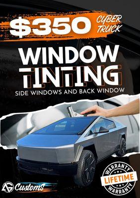 Special Offer! For a limited time $350 for Cyber truck window tinting