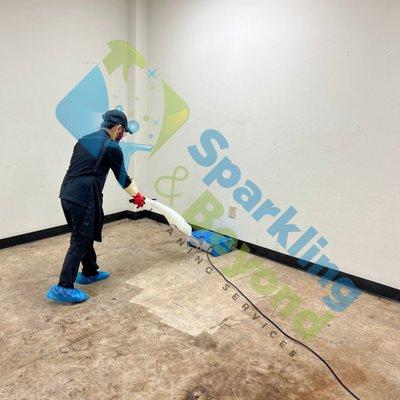 This floor has been neglect for a very long time. We do floor cleaning