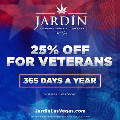 Our in-store Veteran's Discount is 25% every day!