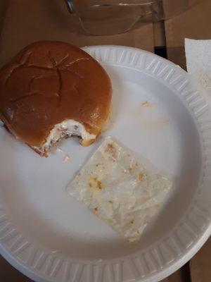 This is what came in my burger!! They did not give me it in my original order in the drive thru. I went back and this is what I got!!