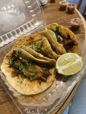 Birria tacos x4. So tender!