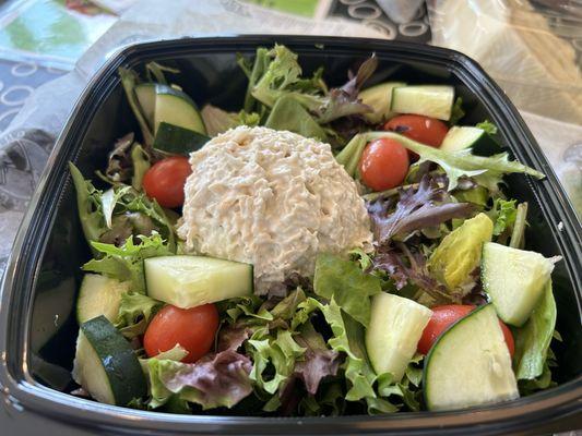 Chicken salad with salad greens