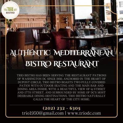 Trio Bistro is a Authentic Mediterranean Bistro Restaurant that you can find at DC.