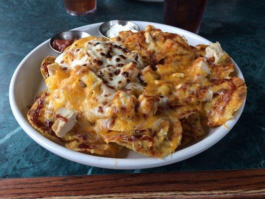 BBQ chicken nachos - delicious!!