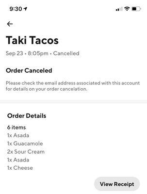 Order Cancelled