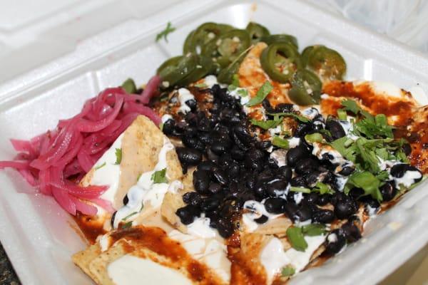 "Tricked-Out Nachos" with black beans