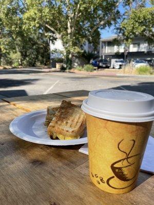 small latte  Mushroom, Egg and Cheese Panini