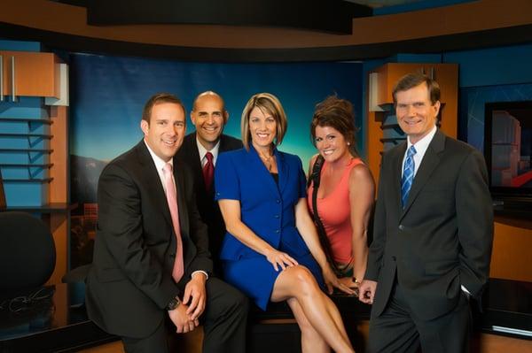 Teresa behind the scenes on set with the Fox 21 News Crew.