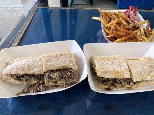 Philly cheesesteak a whole & large fries