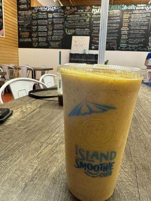 Orange creamsicle smoothie plus chia and flax seeds