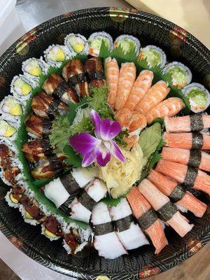 Party Tray, all cooked rolls and sushi