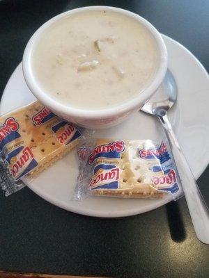 Homemade clam Chowder is delicious