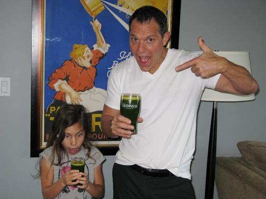 My 9 year old daughter enjoying the taste and benefits of 'green juice.' This is a part of 'natural health.'