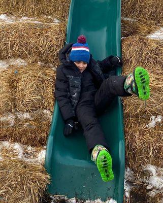 Hay bales and slides. Fun kids area