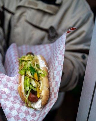 Seattle Dog ($8) Cream cheese and Caramelized Veggies (cabbage, onions and peppers) on a toasted bun