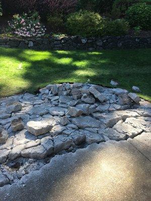 Existing patio was demolished. Steps were used as a foundation for a new landing and steps.