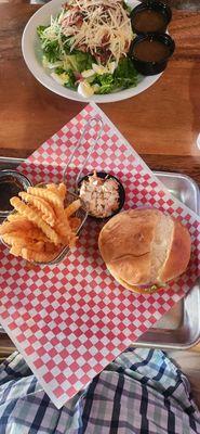 Burger and salad.