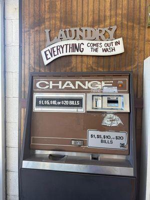 Our change vending machines make laundry easier! Quickly exchange bills for coins right on-site.