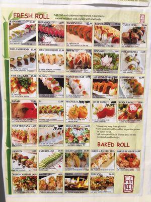 Fresh Roll & Baked Roll Menu