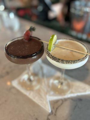 Chocolate strawberry martini and Key Lime Martini