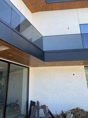 Facia cover glass railing cladding