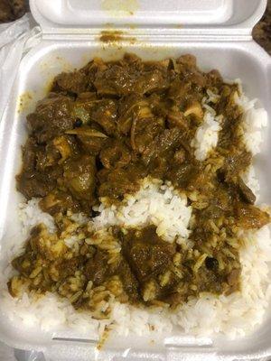 Look how the curry goat share look thrown on