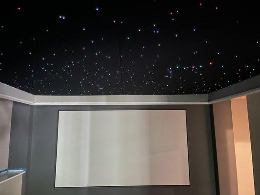 Color star field with Big Dipper and shooting star. 100" screen