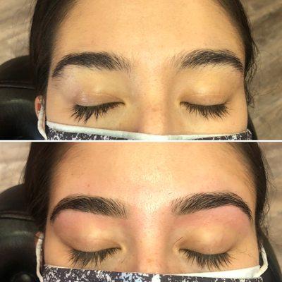 Before (top) and after (bottom) Brow Shaping