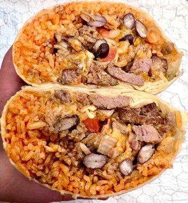 Carne Asada Burrito - $15 Grilled steak, rice, black beans, pico de gallo, fire roasted salsa  & Monterey Jack cheese