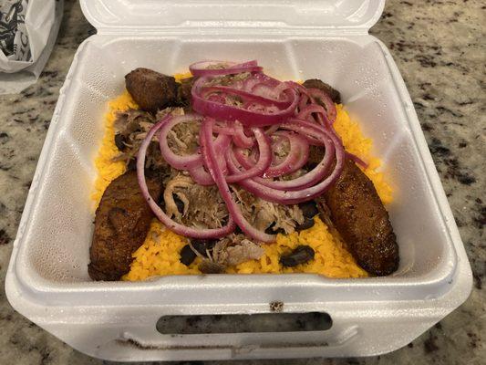 Pulled pork Chop Bowl.