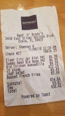 charged $7 per beer for a local IPA, or "Import" as they called it, which is INSANE because the beer is from Gainesville, FL ...1 hour north