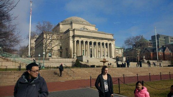 Walking thru the campus on my way to the Faculty House. Columbia Library.