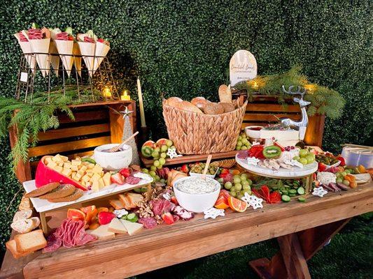 Christmas themed grazing table made by Beautiful Boards