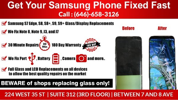 Samsung S8 Glass Repair Service http://www.manhattaniphonerepair.com/galaxy-s8.html