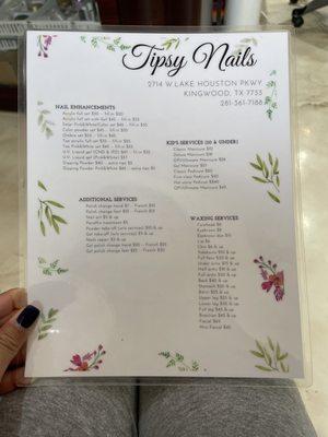 Nail menu