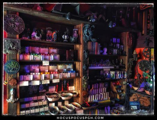 Interior shot of Hocus Pocus lighted by the street & window lights.