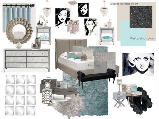 E-Design Glam bedroom for a client in New Caney.